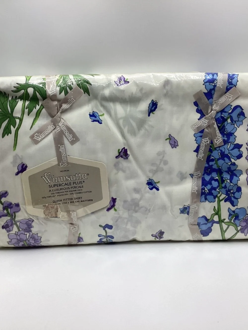 NWT Vintage Wamsutta DELPHINIUM No Iron Supercale Plus 200 Thread Queen Sheets